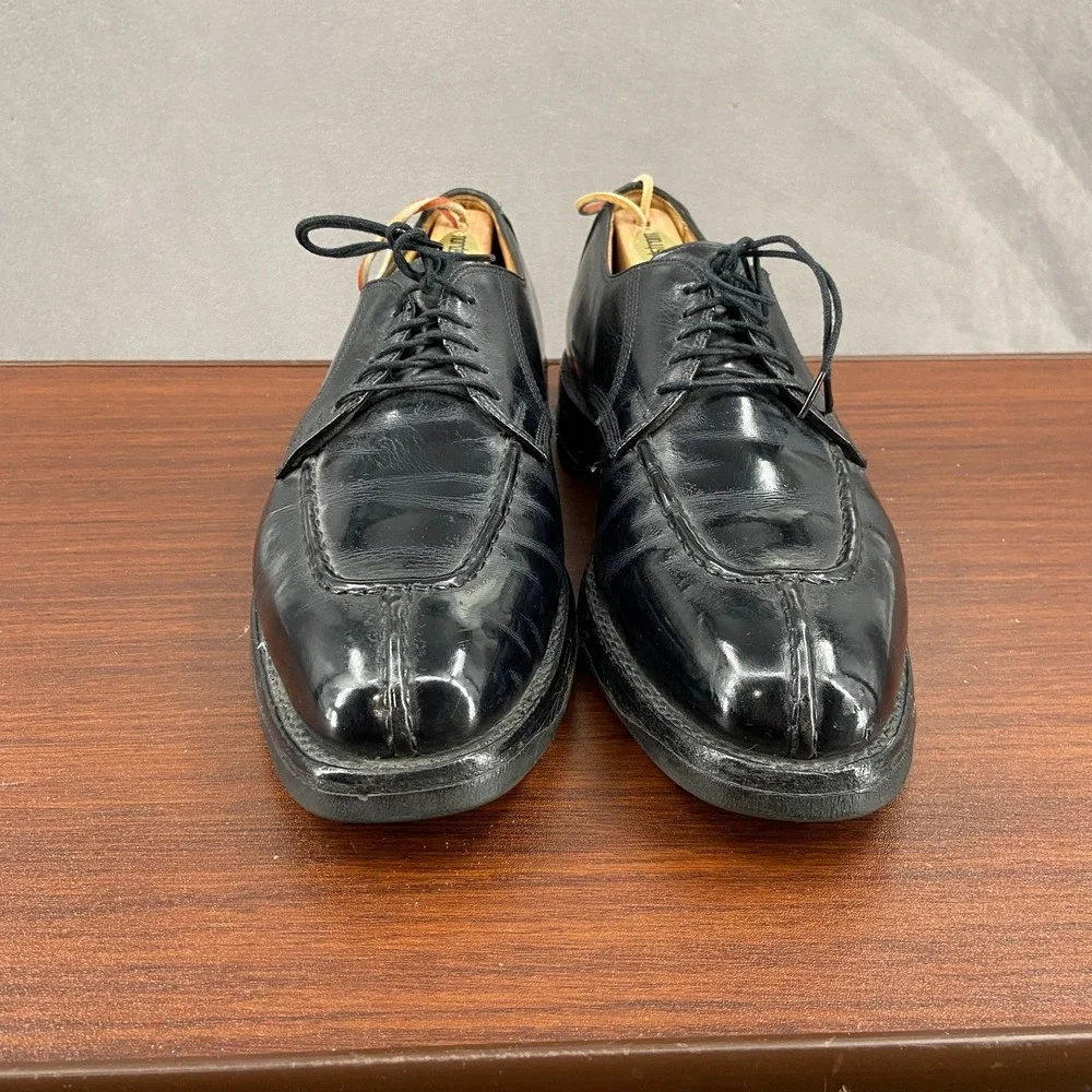 Allen Edmonds Dellwood 1304 Mens 10 R Dress Shoes Black Leather Split Toe Oxford